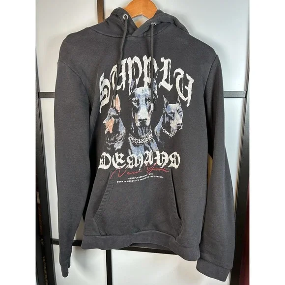 Supply & Demand Brooker Graphic Men's Hooded Sweatshirt Sz Med Black - Picture 1 of 7